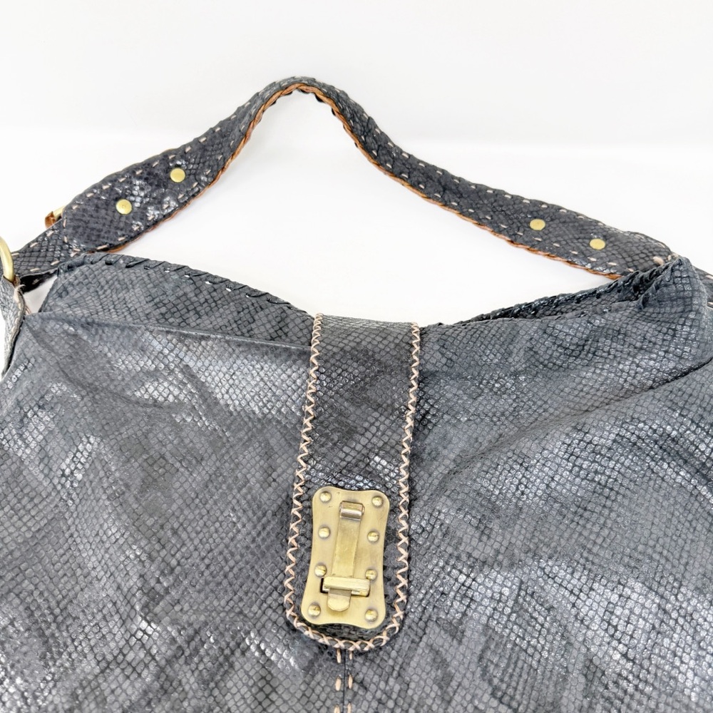 Carla Mancini Gray Snakeskin Leather Shoulder Bag… - image 3